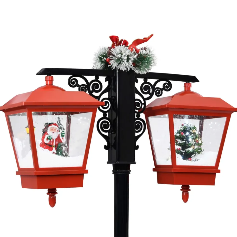 vidaXL Straatlantaarn met kerstman 81x40x188 cm PVC zwart en rood