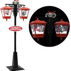 vidaXL Straatlantaarn met kerstman 81x40x188 cm PVC zwart en rood