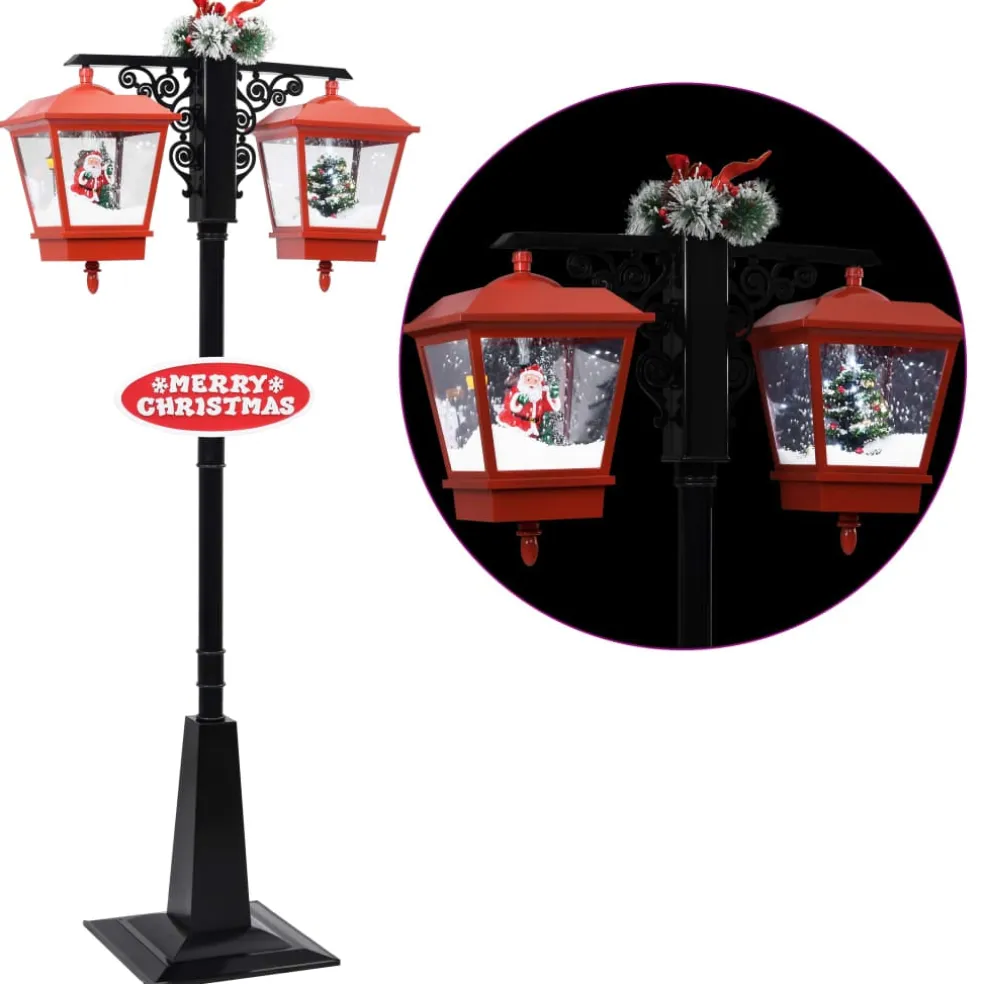 vidaXL Straatlantaarn met kerstman 81x40x188 cm PVC zwart en rood
