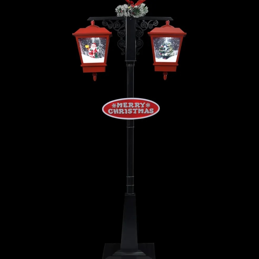 vidaXL Straatlantaarn met kerstman 81x40x188 cm PVC zwart en rood