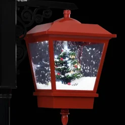 vidaXL Straatlantaarn met kerstman 81x40x188 cm PVC zwart en rood