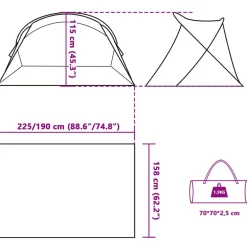 vidaXL Strandtent 2-persoons pop-up waterdicht azuurblauw