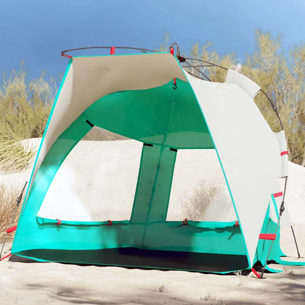 vidaXL strandtent 2-persoons waterdicht snelontgrendeling zeegroen