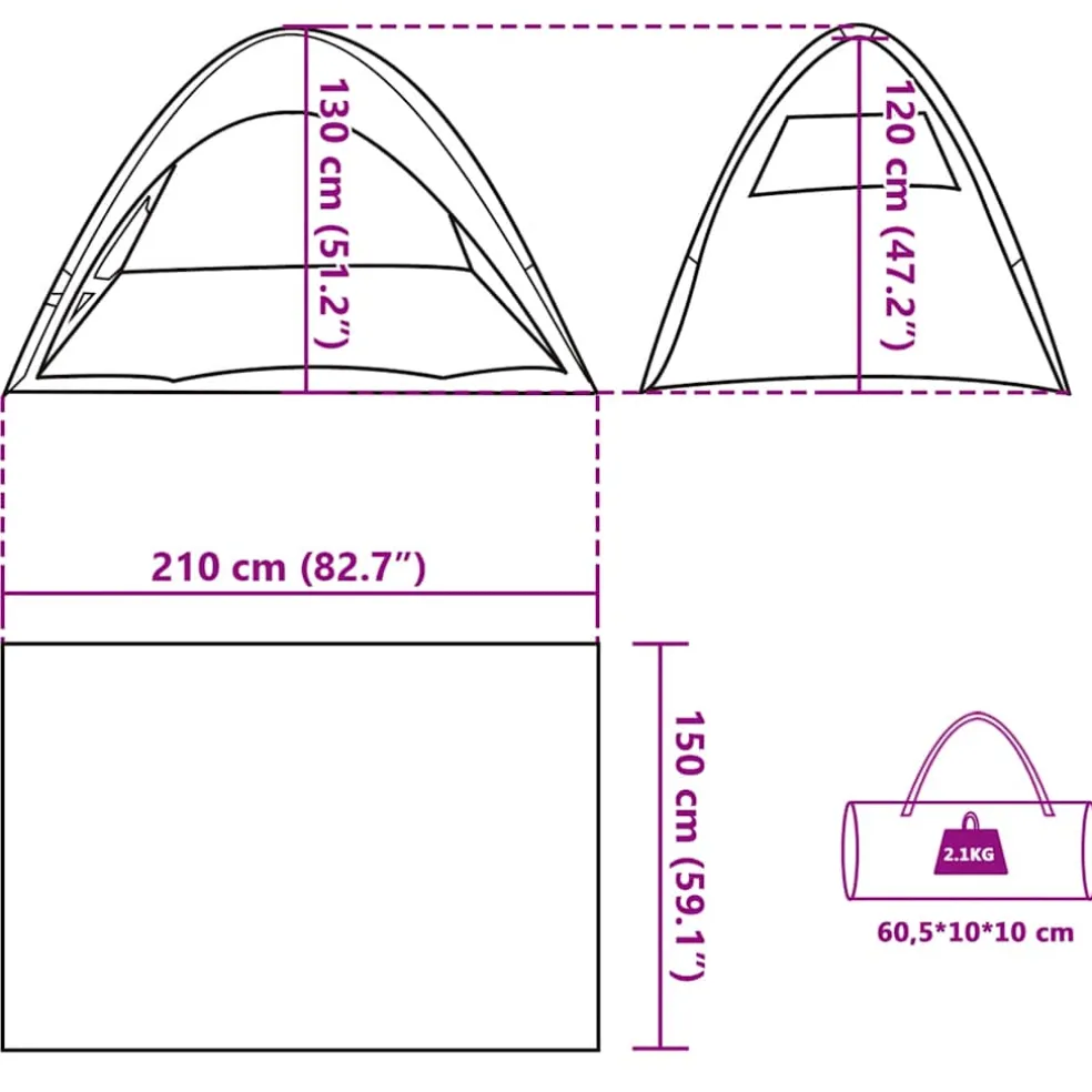 vidaXL Strandtent waterdicht grijs