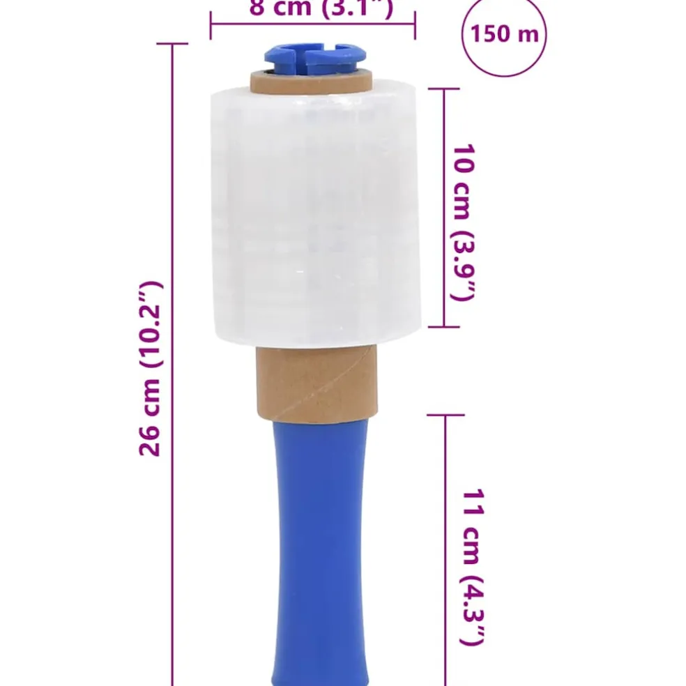 vidaXL Stretchfilm met handvat 10 st transparant 23 μm 10 cm x 150 m
