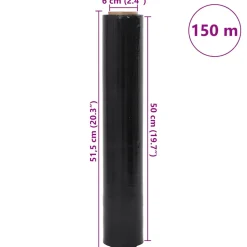 vidaXL Stretchfilm 2 st 17 μm 50 cm x 150 m zwart