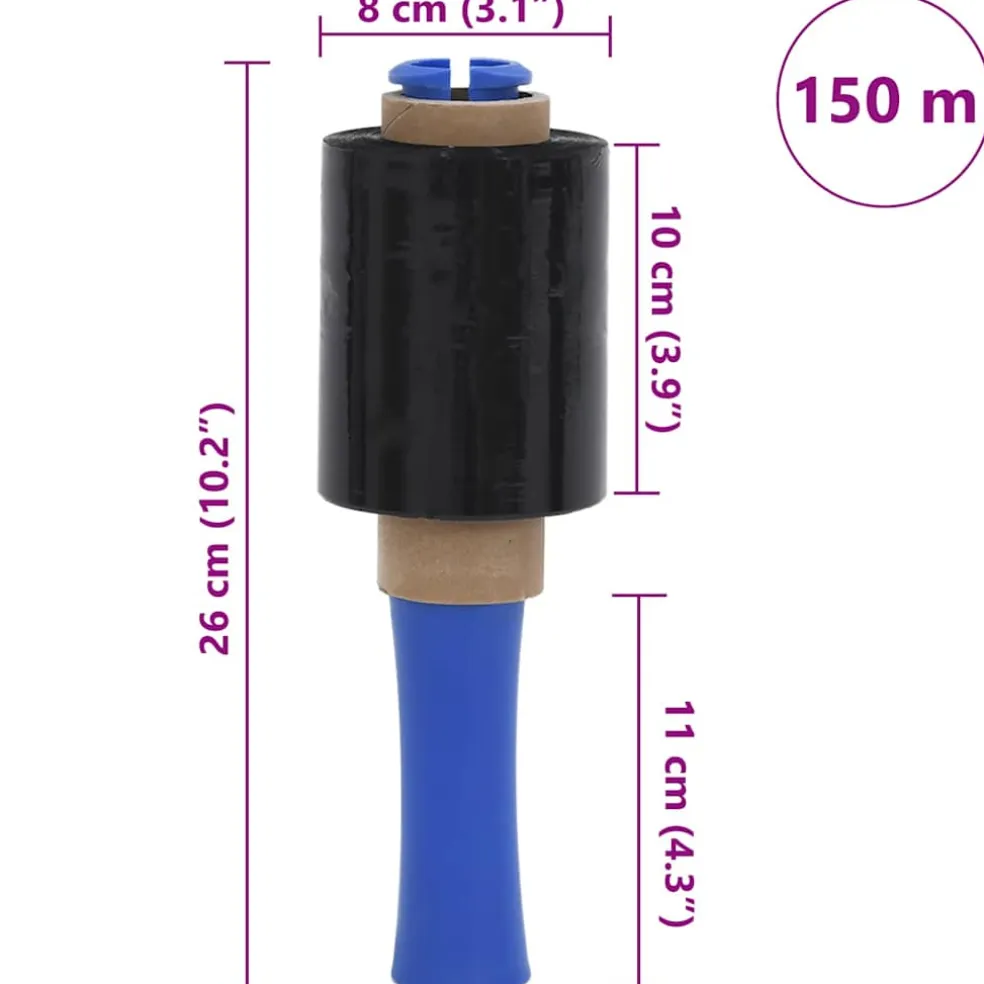 vidaXL Stretchfolies 50 stuks zwart 23 µm 10 cm x 150 m