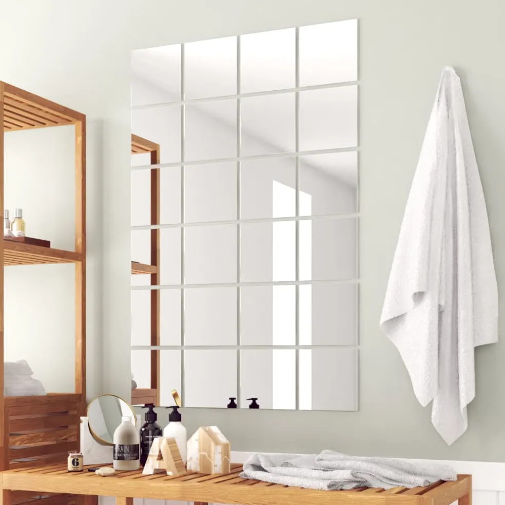 vidaXL 24 st Spiegeltegels vierkant glas