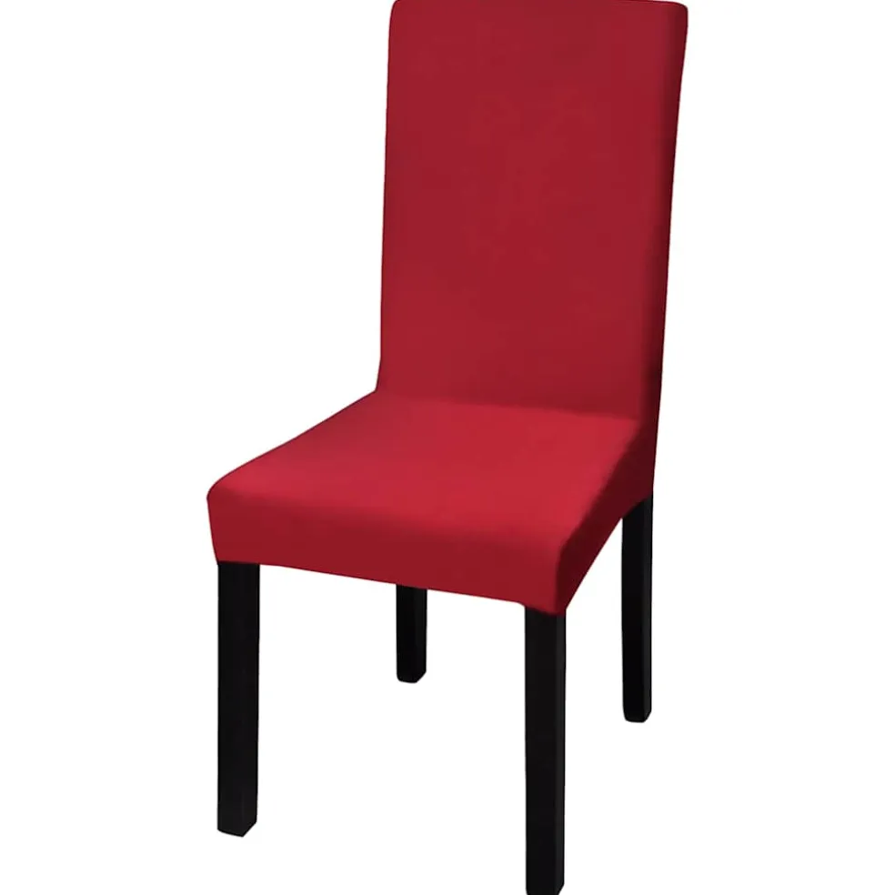 vidaXL 6 st Stoelhoes stretch recht bordeaux