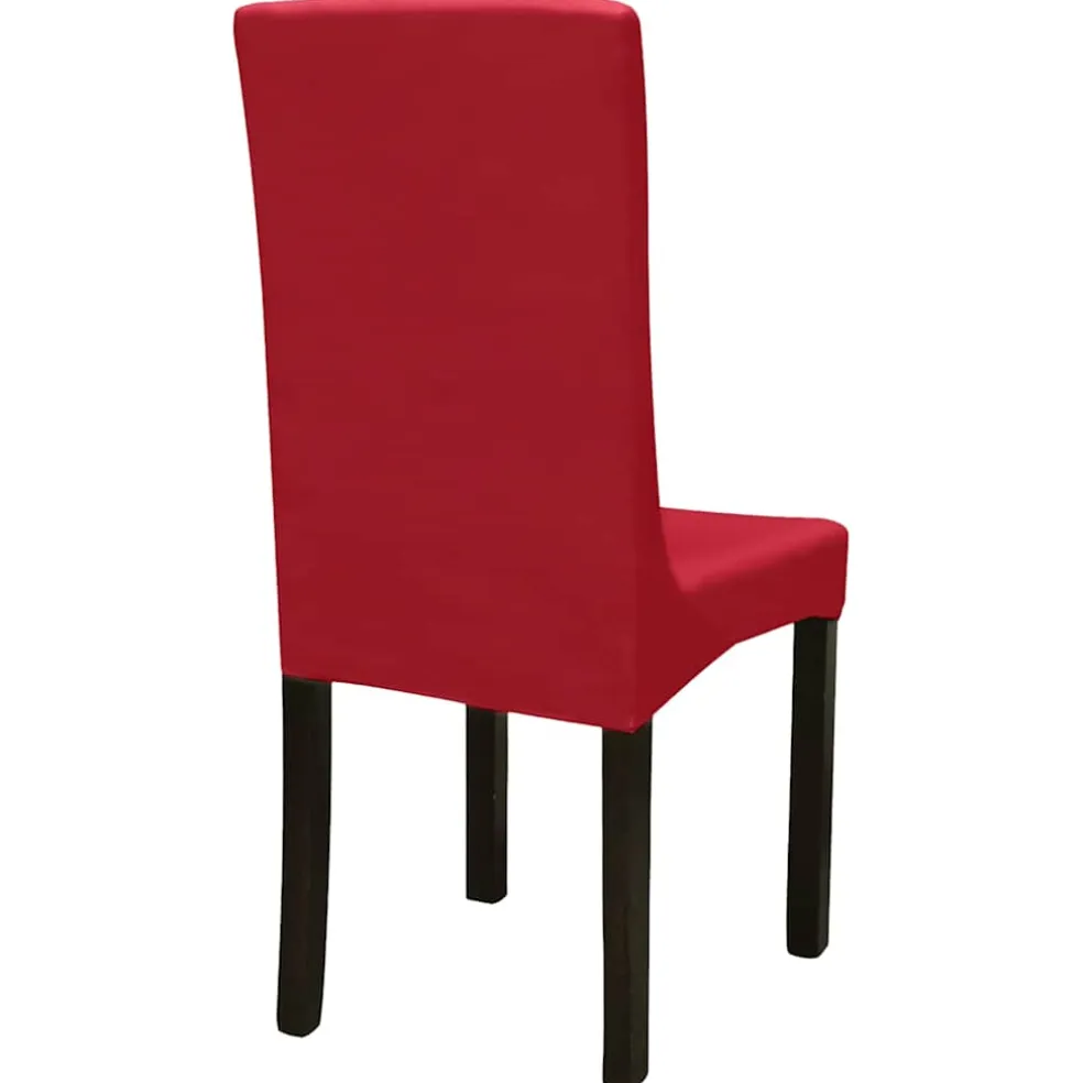 vidaXL 6 st Stoelhoes stretch recht bordeaux