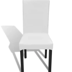 vidaXL 6 st Stoelhoezen recht stretch wit