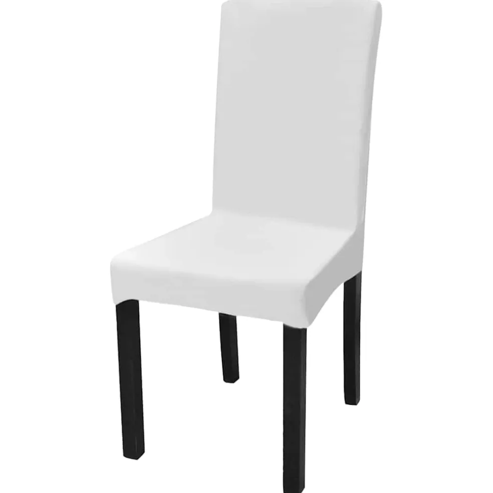 vidaXL 6 st Stoelhoezen recht stretch wit