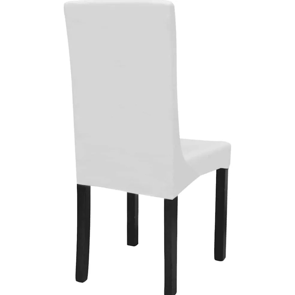 vidaXL 6 st Stoelhoezen recht stretch wit