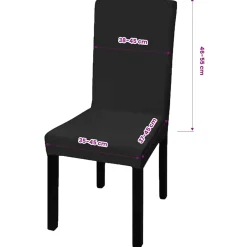 vidaXL 6 st Stoelhoezen recht stretch zwart