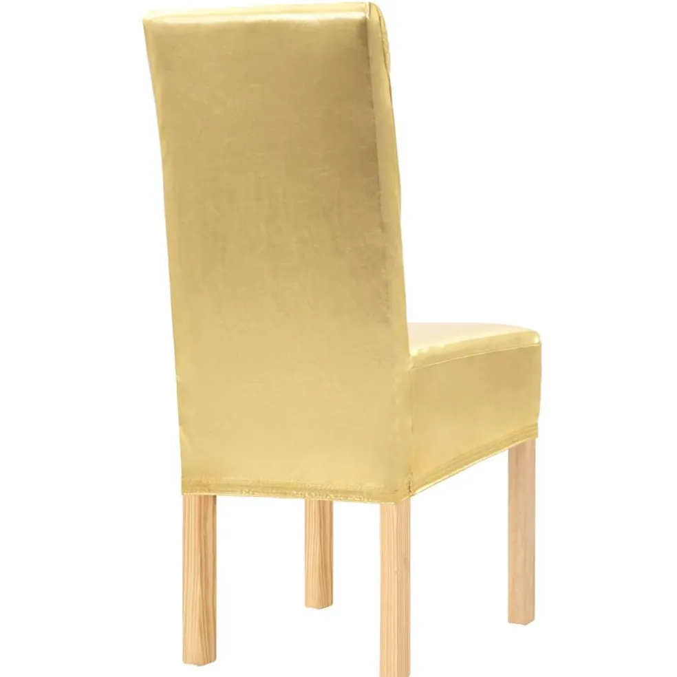 vidaXL 6 st Stoelhoezen recht stretch goud