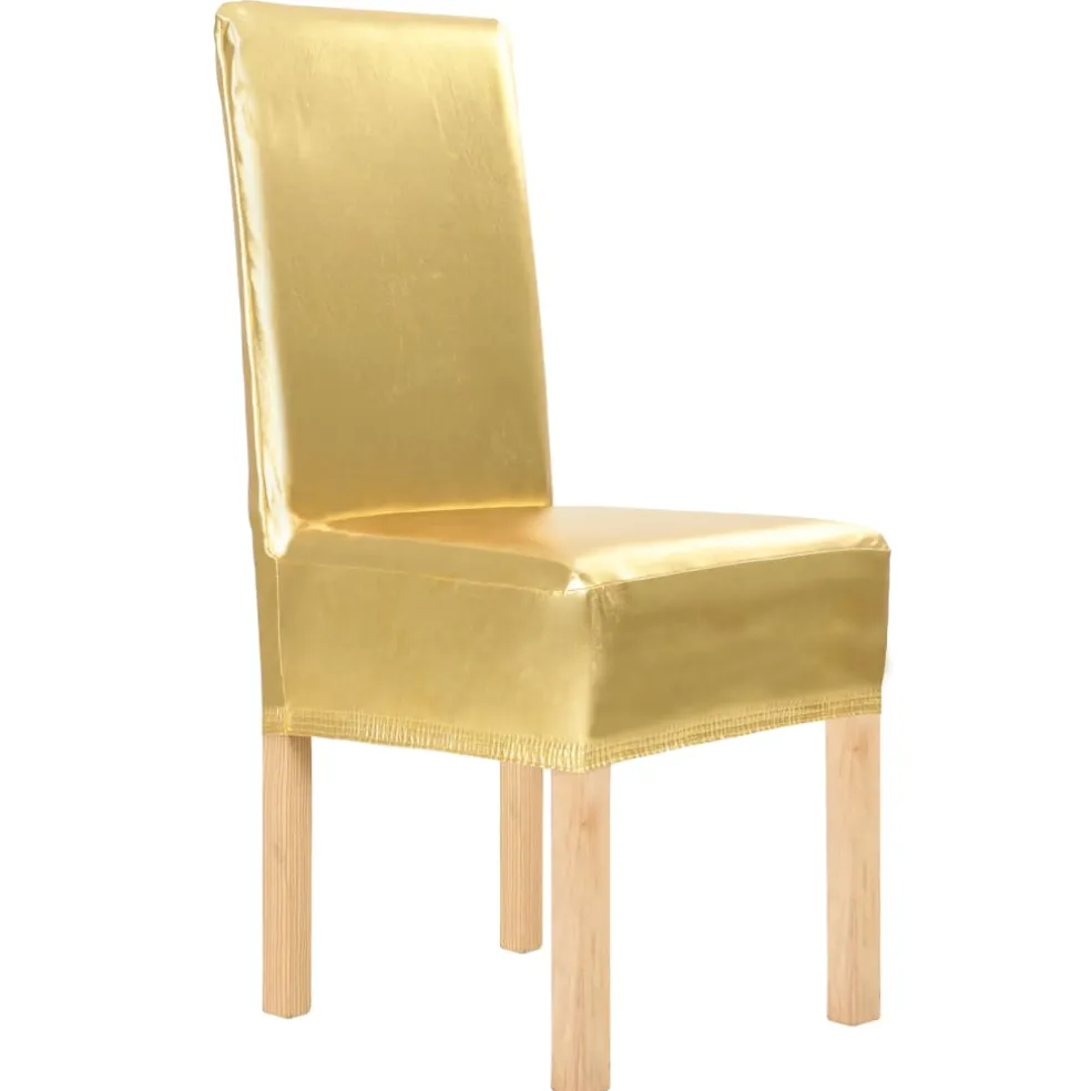 vidaXL 6 st Stoelhoezen recht stretch goud