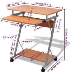 vidaXL Studenten computerbureau 60 x 40 x 74 cm (bruin)
