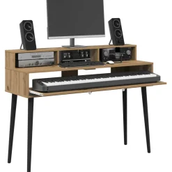 vidaXL studiobureau Artisanaal eiken 152 x 42,5 x 36 cm Bewerkt hout