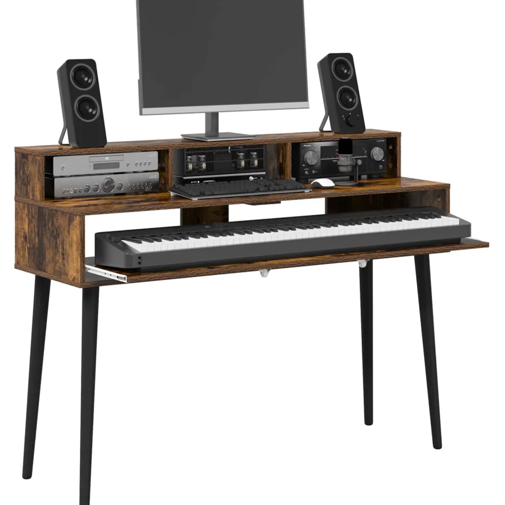 vidaXL studiobureau Gerookt eiken 152 x 42,5 x 36 cm Bewerkt hout