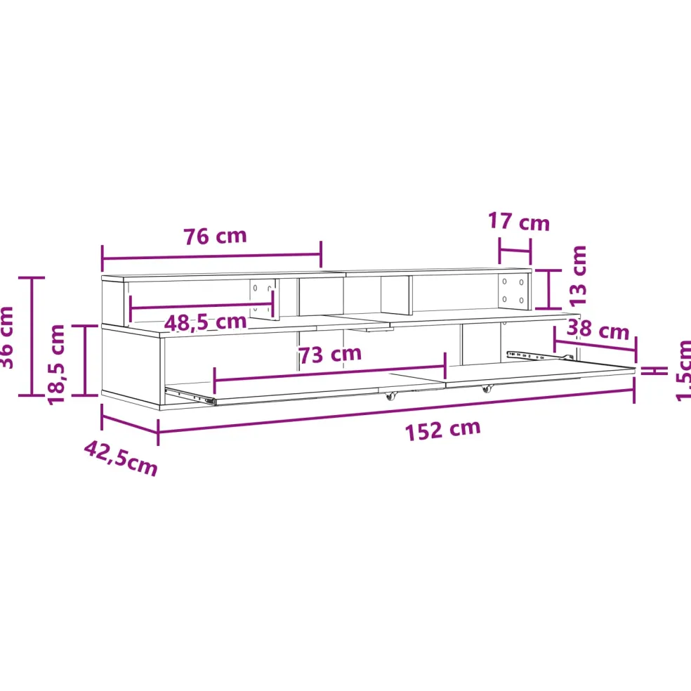 vidaXL studiobureau Gerookt eiken 152 x 42,5 x 36 cm Bewerkt hout