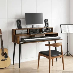 vidaXL studiobureau Gerookt eiken 152 x 42,5 x 36 cm Bewerkt hout