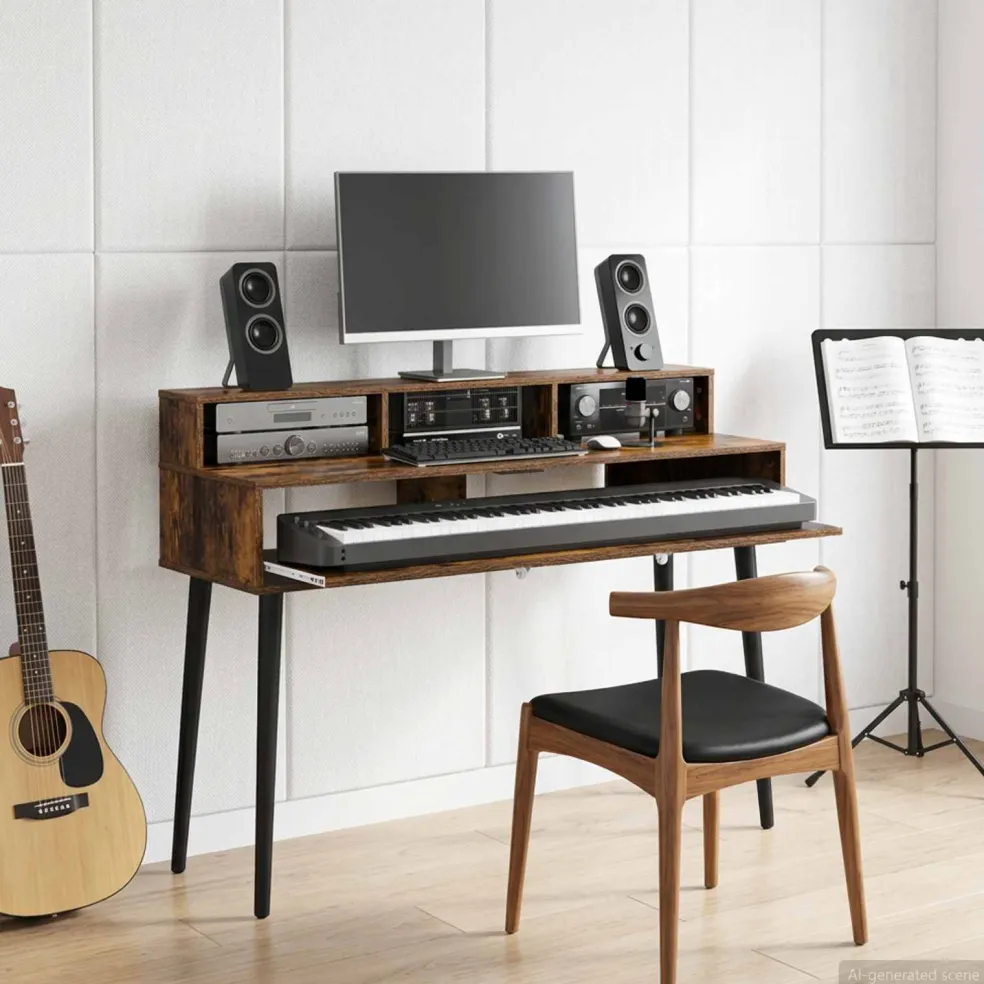 vidaXL studiobureau Gerookt eiken 152 x 42,5 x 36 cm Bewerkt hout