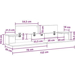 vidaXL studiobureau Gerookt eiken 152 x 36 x 19,5 cm Bewerkt hout