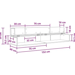 vidaXL studiobureau Grijs Sonoma 152 x 40 x 19,5 cm Bewerkt hout