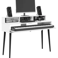 vidaXL studiobureau Wit 152 x 42,5 x 36 cm Bewerkt hout