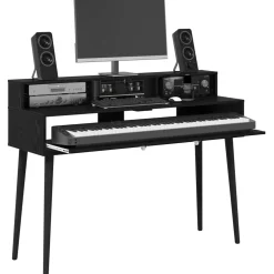 vidaXL studiobureau Zwart eiken 152 x 42,5 x 36 cm Bewerkt hout