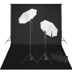 vidaXL Studioset met zwarte achtergrond en lampen 600x300 cm