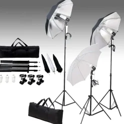 vidaXL Studioverlichtingsset 24 watt inclusief statieven en paraplu's