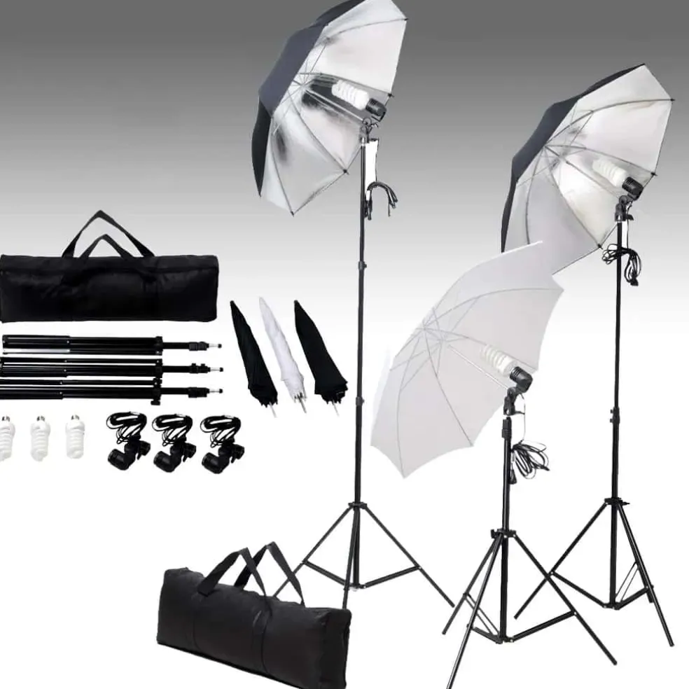 vidaXL Studioverlichtingsset 24 watt inclusief statieven en paraplu's