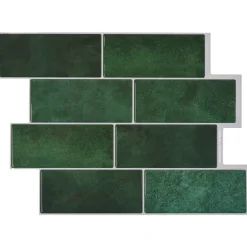 vidaXL Subway Tegel 10 st Donkergroen 29 x 21 cm Polyurethaan en PET