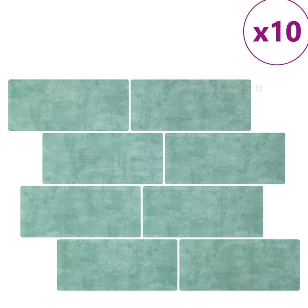 vidaXL Subway Tegel 10 st Grijs groen 29 x 21 cm Polyurethaan en PET