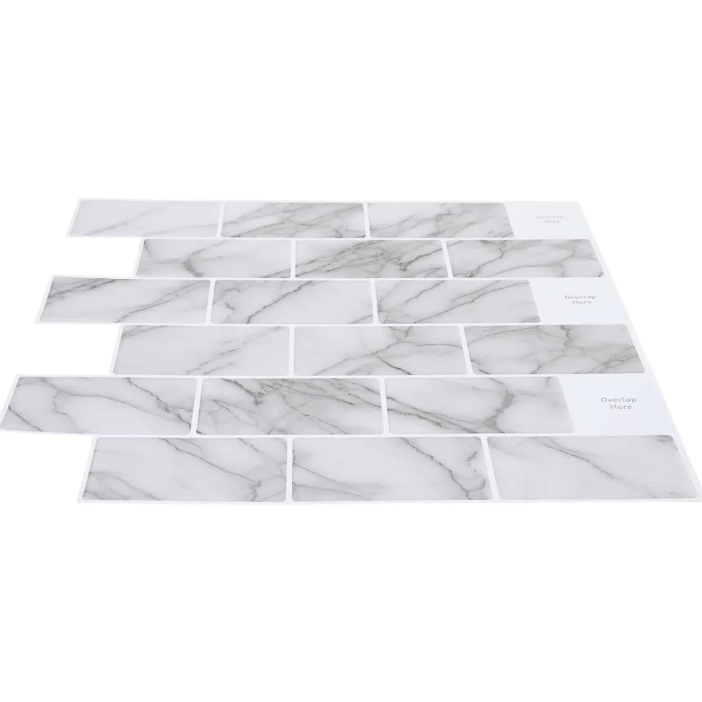 vidaXL Subway Tegel 10 st Wit Marmer 30 x 30 cm Polyurethaan en PET