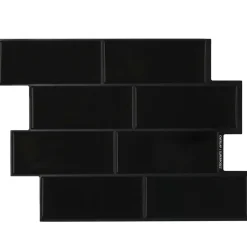 vidaXL Subway Tegel 10 st Zwart 29 x 21 cm Polyurethaan en PET