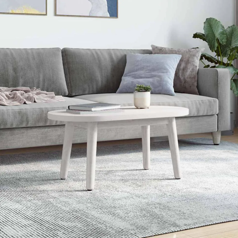 vidaXL Tafelblad ovaal 60x30x2,5 cm massief grenenhout wit