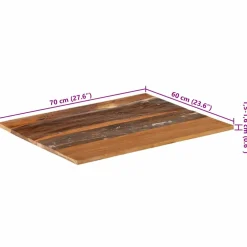 vidaXL Tafelblad rechthoekig 15-16 mm 60x70 cm massief gerecycled hout