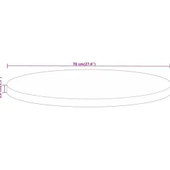 vidaXL Tafelblad rond Ø 70x3,8 cm massief ruw mangohout