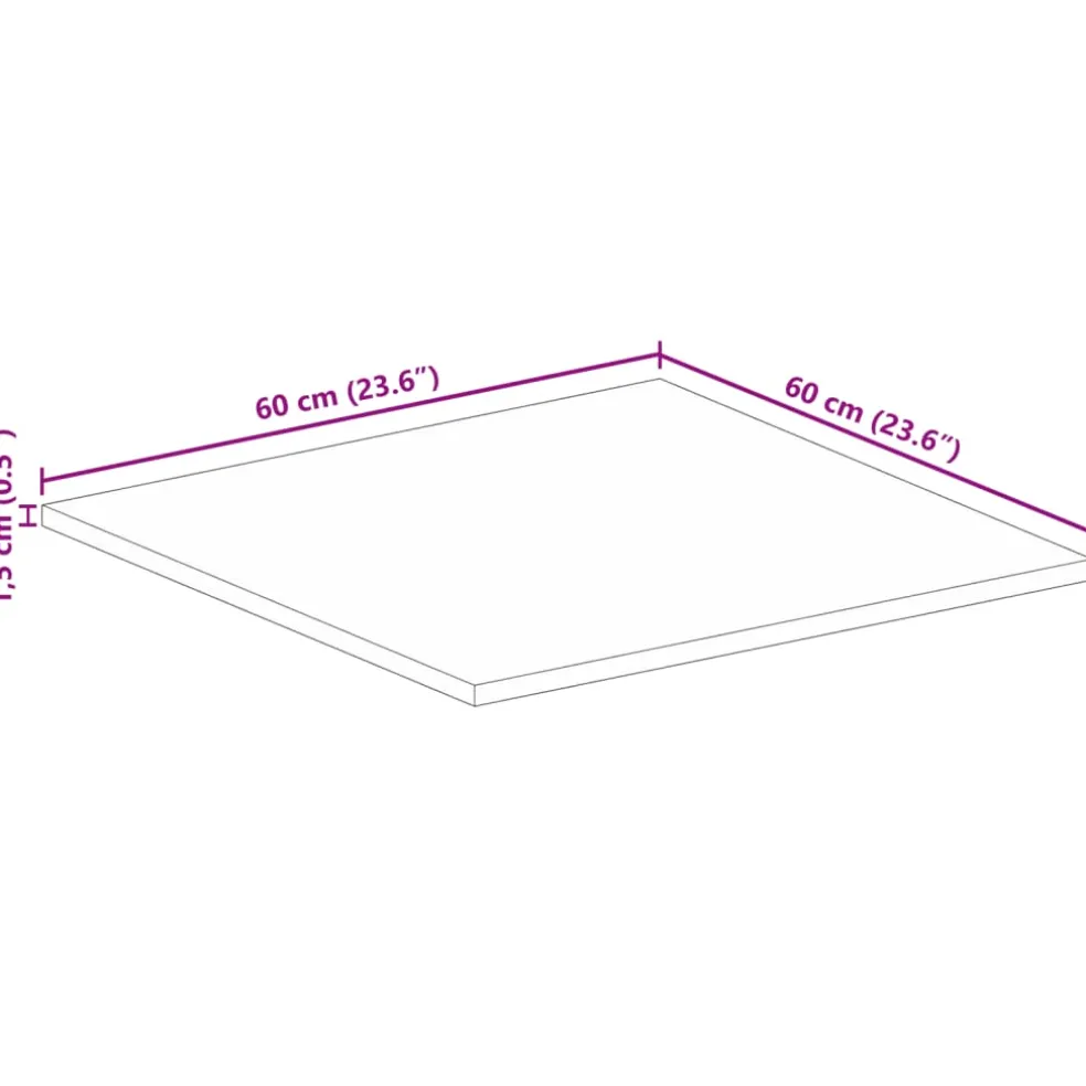 vidaXL Tafelblad vierkant 60x60x1,5 cm massief ruw mangohout