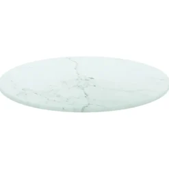 vidaXL Tafelblad Ø30x0,8 cm gehard glas met marmerontwerp wit