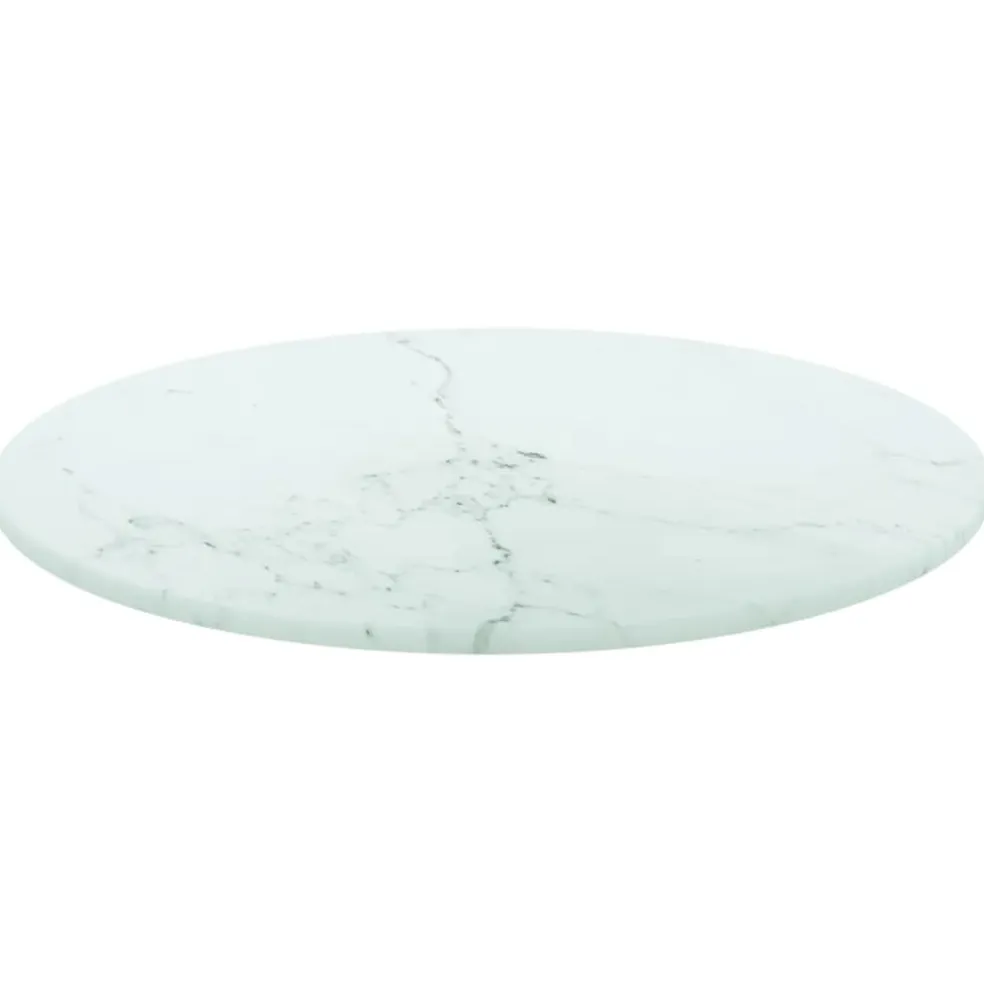 vidaXL Tafelblad Ø30x0,8 cm gehard glas met marmerontwerp wit
