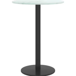 vidaXL Tafelblad Ø30x0,8 cm gehard glas met marmerontwerp wit