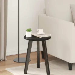 vidaXL Tafelblad Ø 30 x 1,5 cm Rond Bewerkt hout Zwart