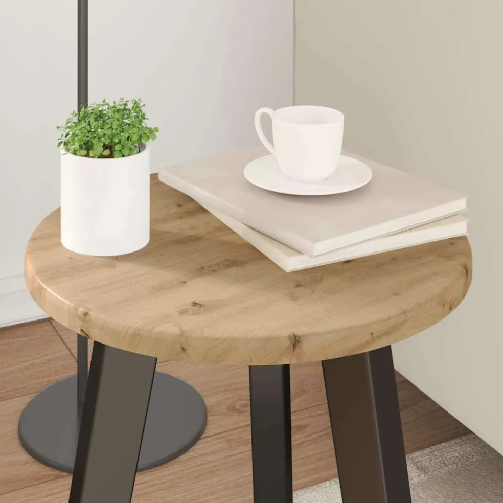 vidaXL Tafelblad Ø 30 x 1,5 cm Rond Bewerkt hout Artisanaal eiken