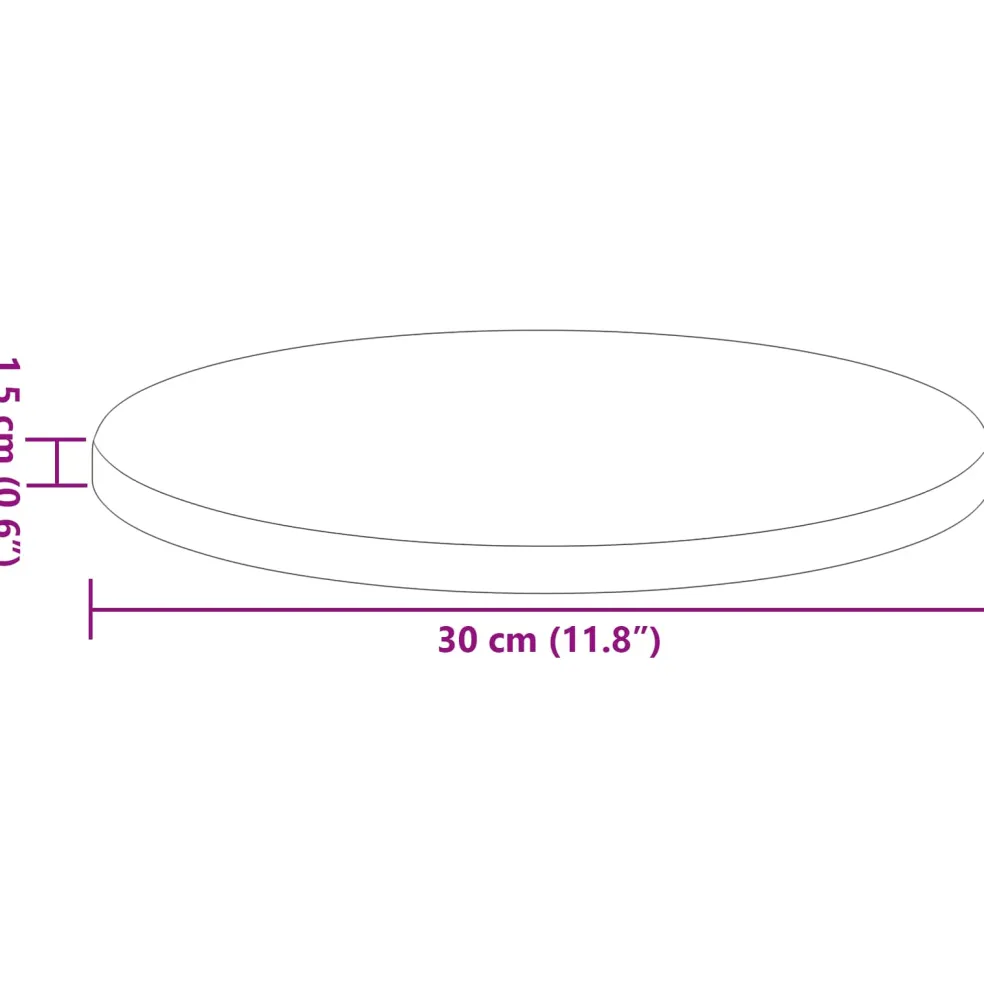 vidaXL Tafelblad Ø 30 x 1,5 cm Rond Bewerkt hout Betongrijs