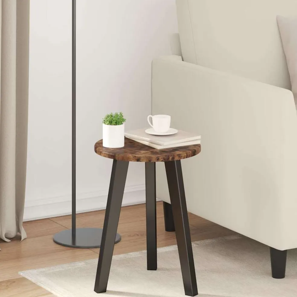 vidaXL Tafelblad Ø 30 x 1,5 cm Rond Bewerkt hout Gerookt eiken