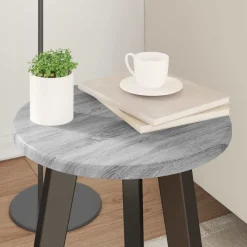 vidaXL Tafelblad Ø 30 x 1,5 cm Rond Bewerkt hout Grijs Sonoma