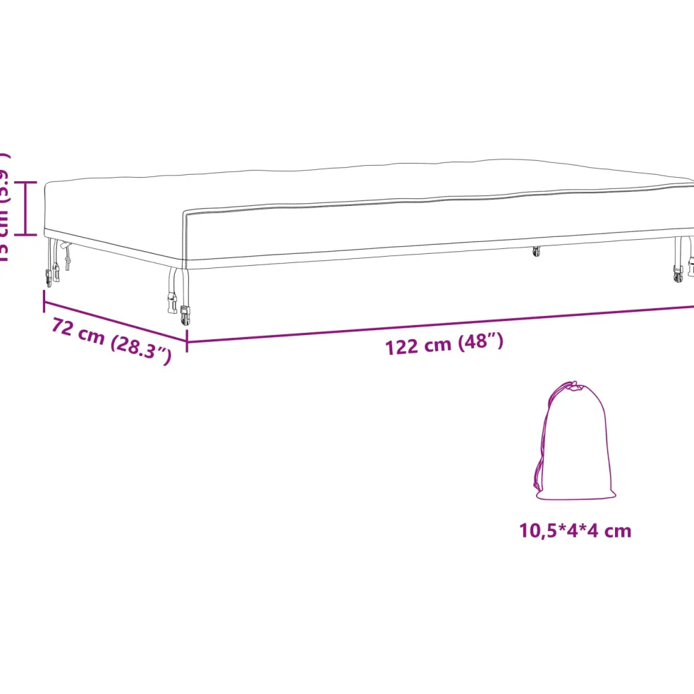 vidaXL Tafel Dek 122 x 72 x 15 cm Stof Rechthoekig Waterdicht Zwart
